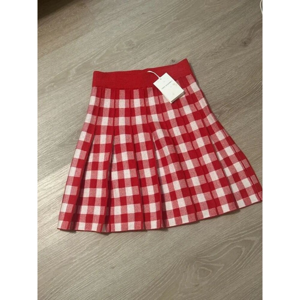 Free Assembly NWT Knit Gingham Above the Knee Skirt Sz XS